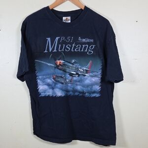 Vintage P-51 Mustang Fighter Jet T Shirt – Diamond Star Tag Men’s XL